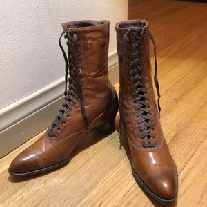 Vintage Black Diamond Leather Victorian Boots